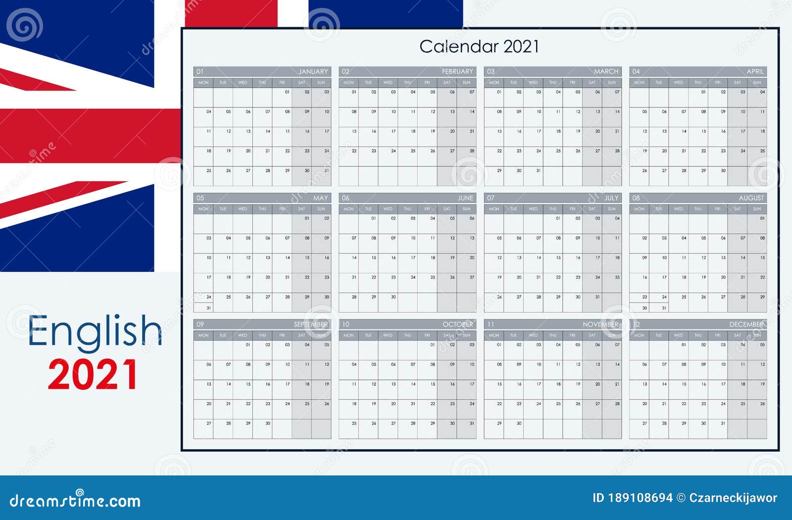 Large Full Year Wall Calendar
