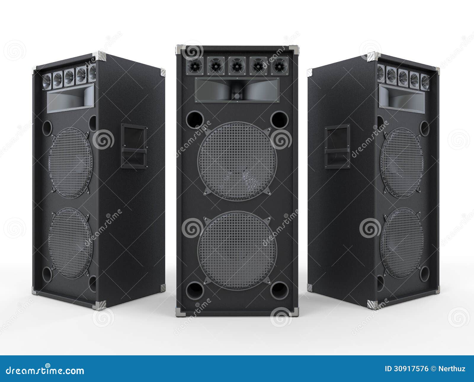 Large Audio Speakers on White Background Stock Illustration