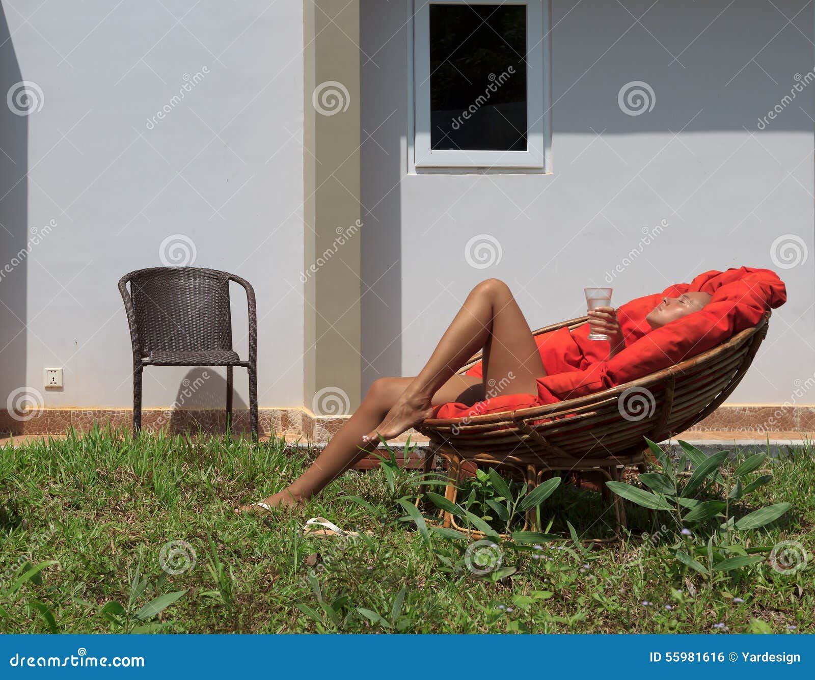 Large Backyard With A Lawn And Chairs Stock Photo Image 55981616