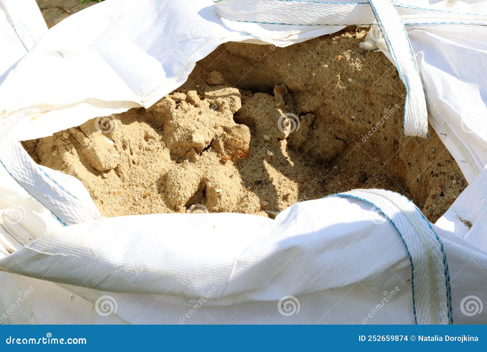 A Large Bag Sand.a Large Sandbag Stands on a Construction Site