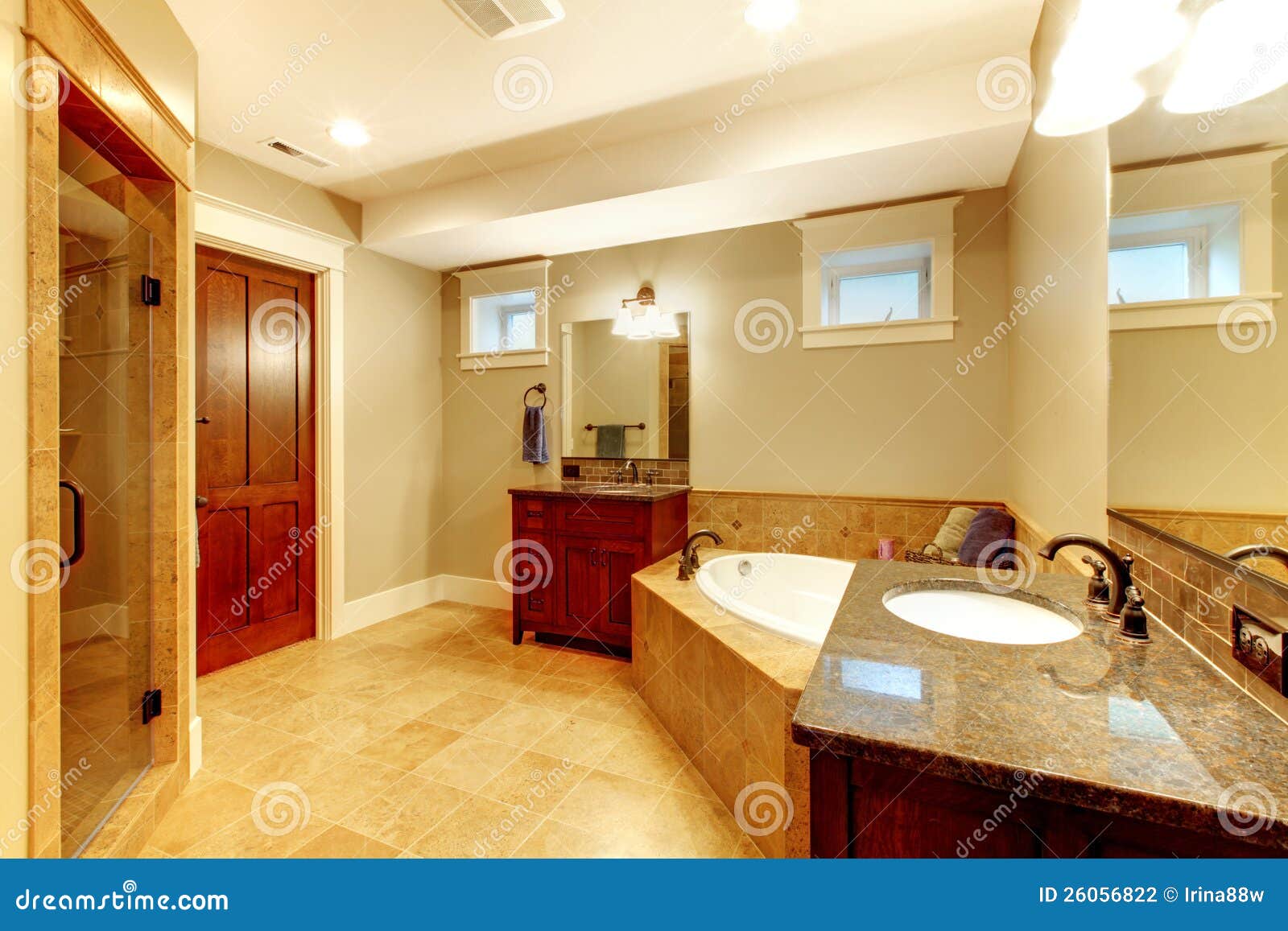 Large Bathroom Interior with High End Quality. Stock Photo Image of home, american 26056822