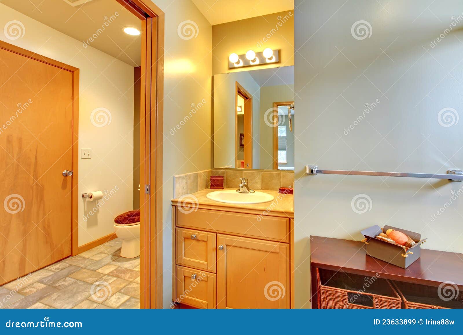 Large Bathroom with Sink and Toilet Room. Stock Image Image of modern