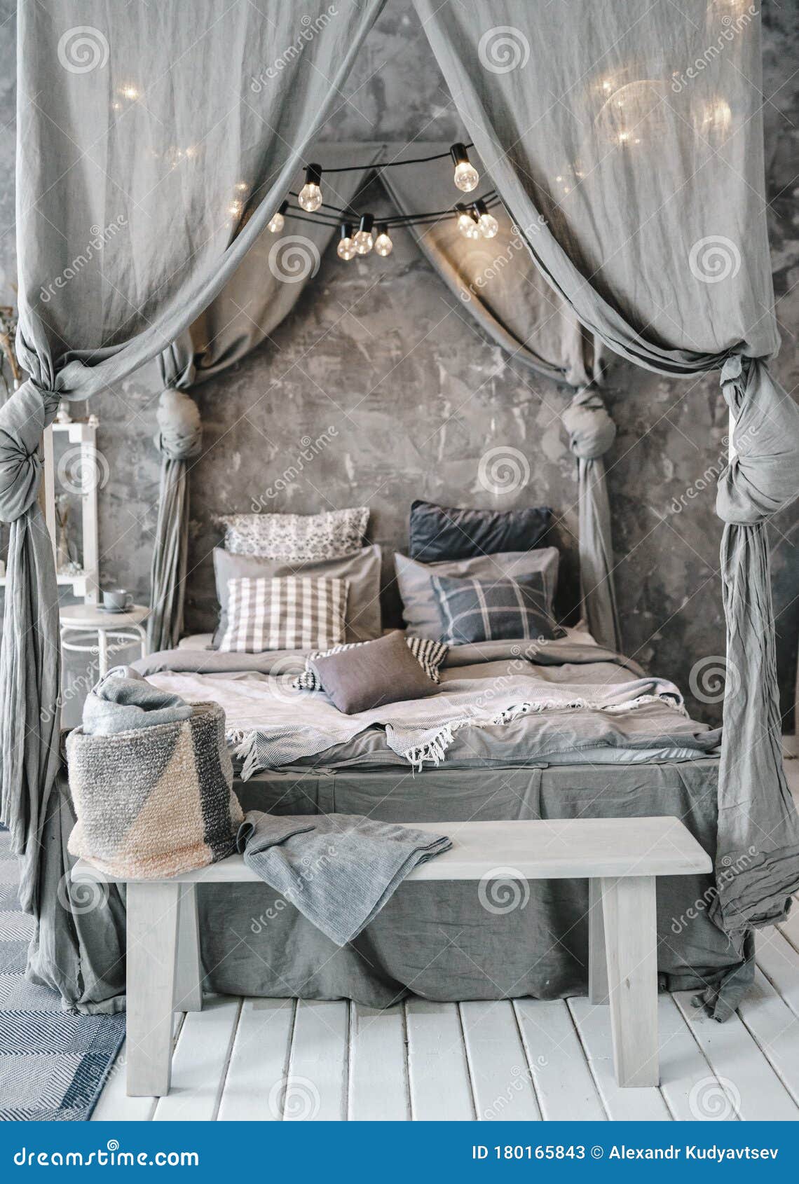 Large Bed Fourposter Bed. Bedroom Design Stock Image Image of