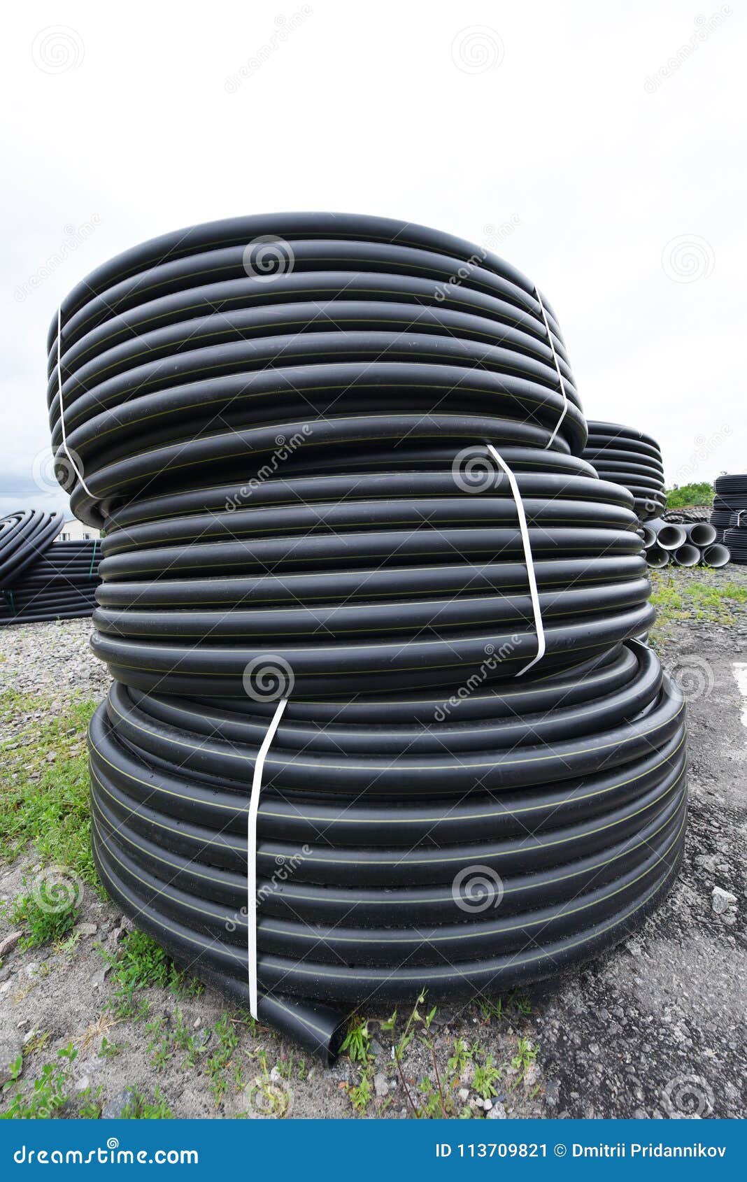 Large Black Plastic Pipes for Water Supply Stock Image Image of large, material 113709821
