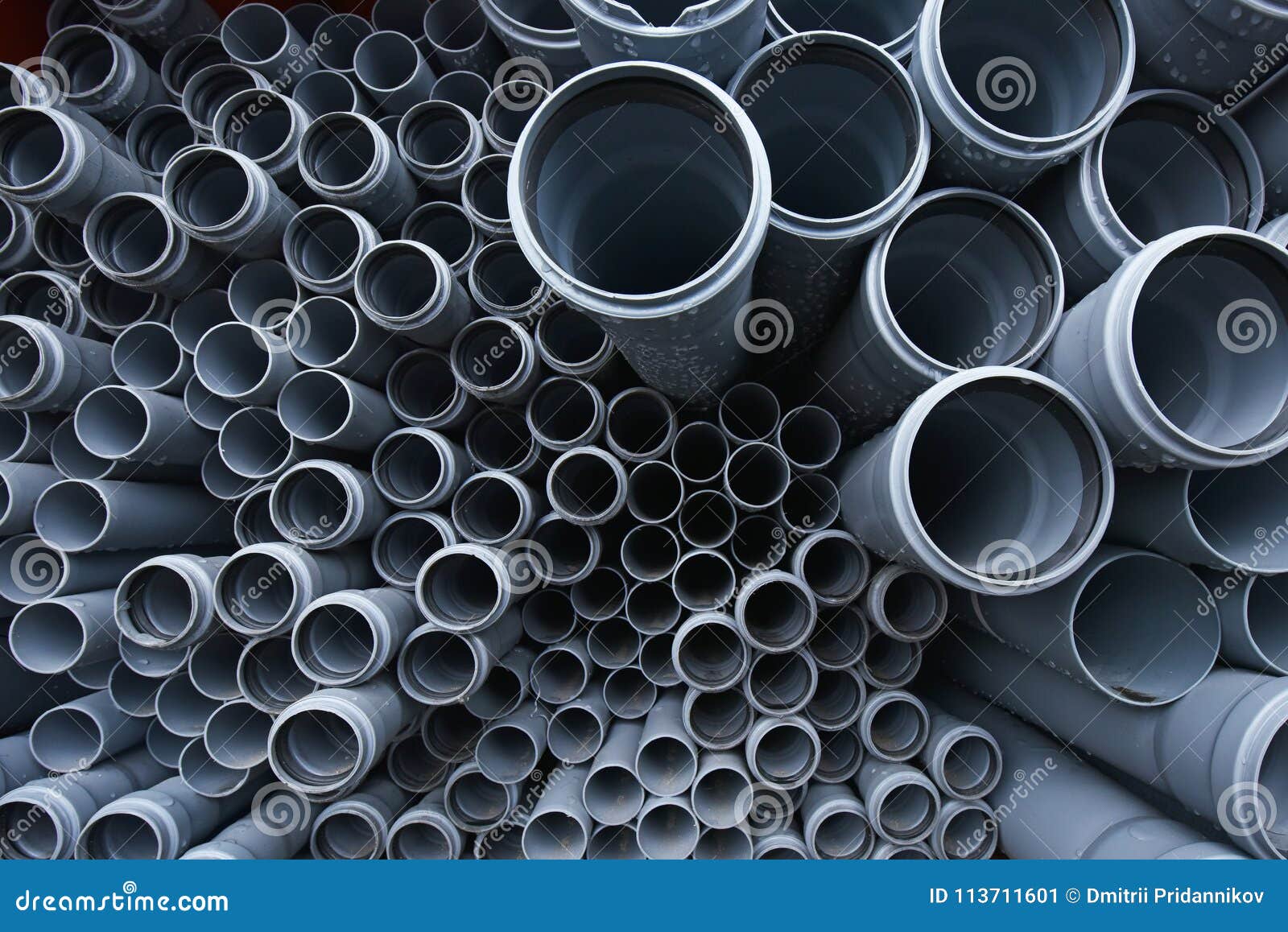 Large Black Plastic Pipes for Water Supply Stock Image Image of line