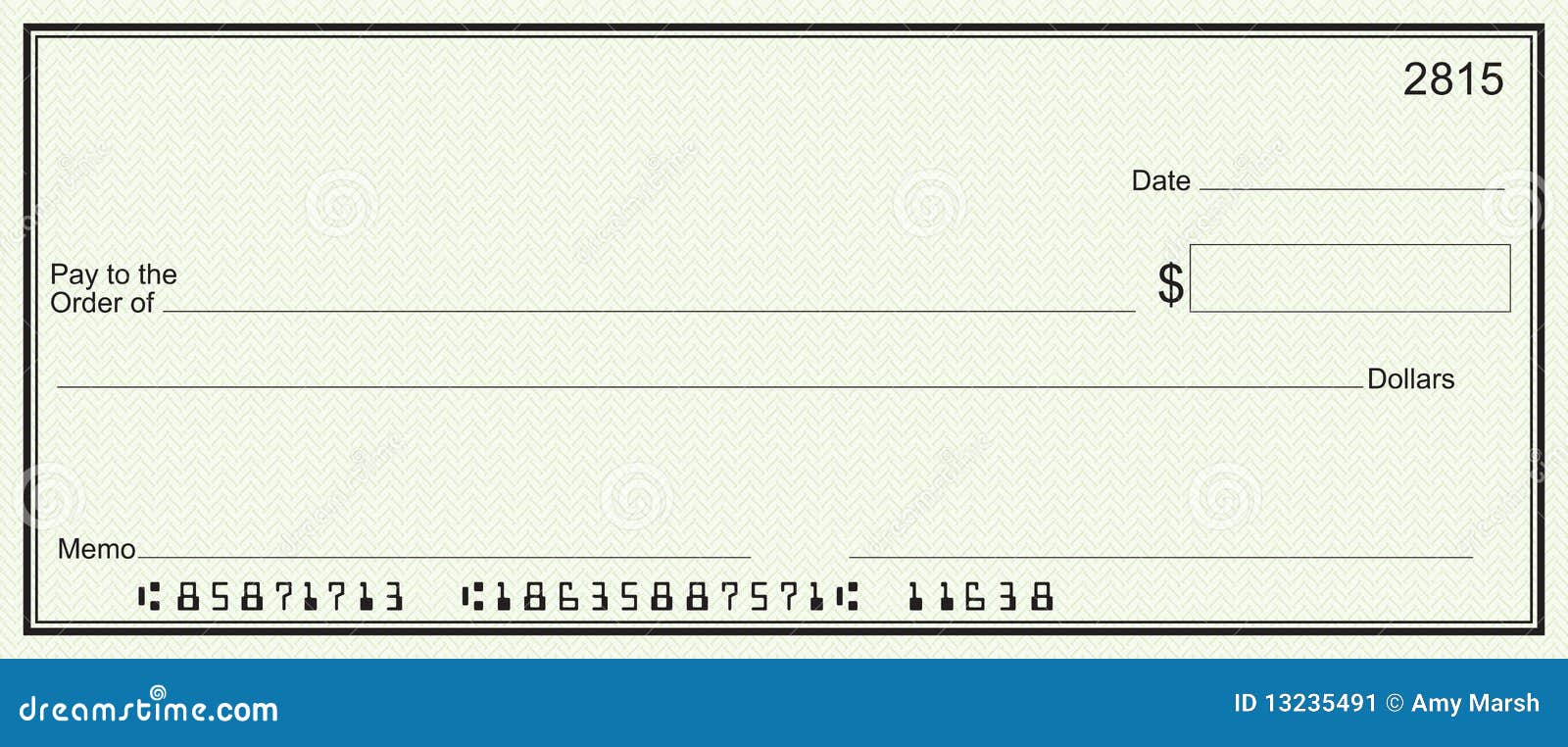 Large Blank Check - Green Security Background Stock Image - Image: 13235491