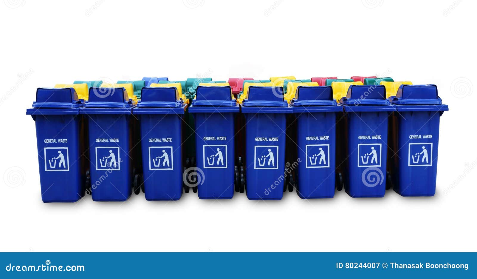 Large Blue Trash Cans Garbage Bin with Wheels Stock Image Image of
