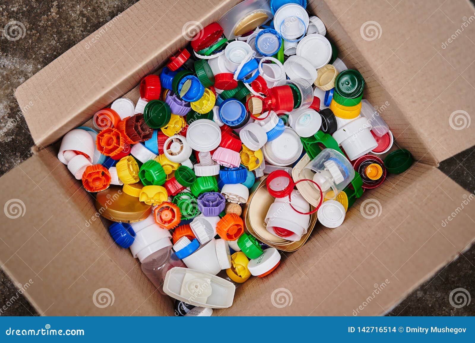 A Large Box of Plastic Covers for Recycling Stock Photo Image of fast