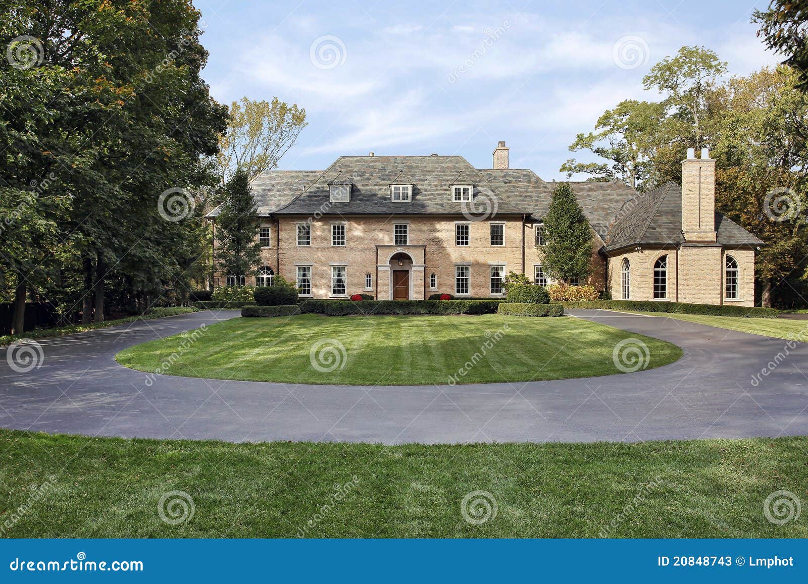 Large Brick Home in Suburbs Stock Image Image of modern, suburbs