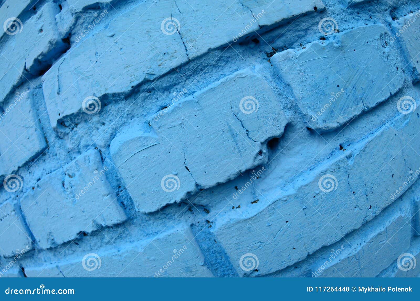 Download Large Brick Wall, Painted In Blue. Fisheye Photo With Pronounced Distortion Stock Photo - Image ...