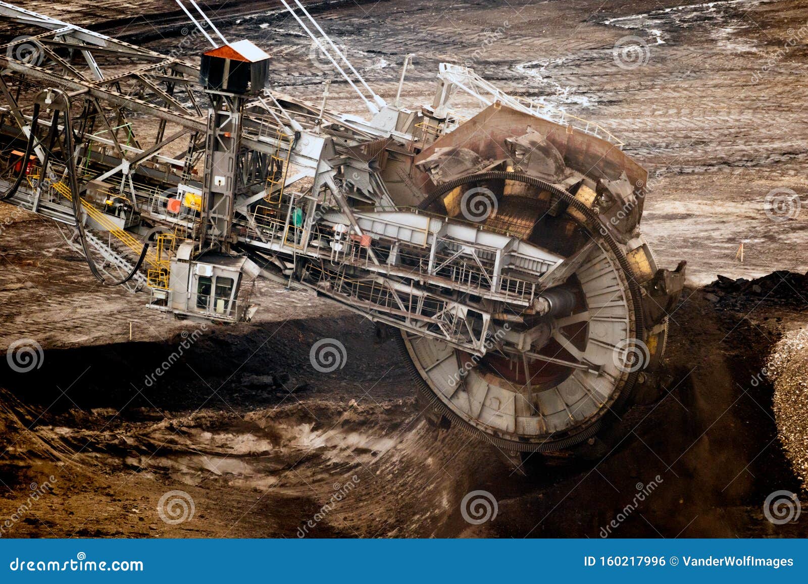 Large Bucket Wheel Excavator Mining Machine At Work In A Brown Coal ...