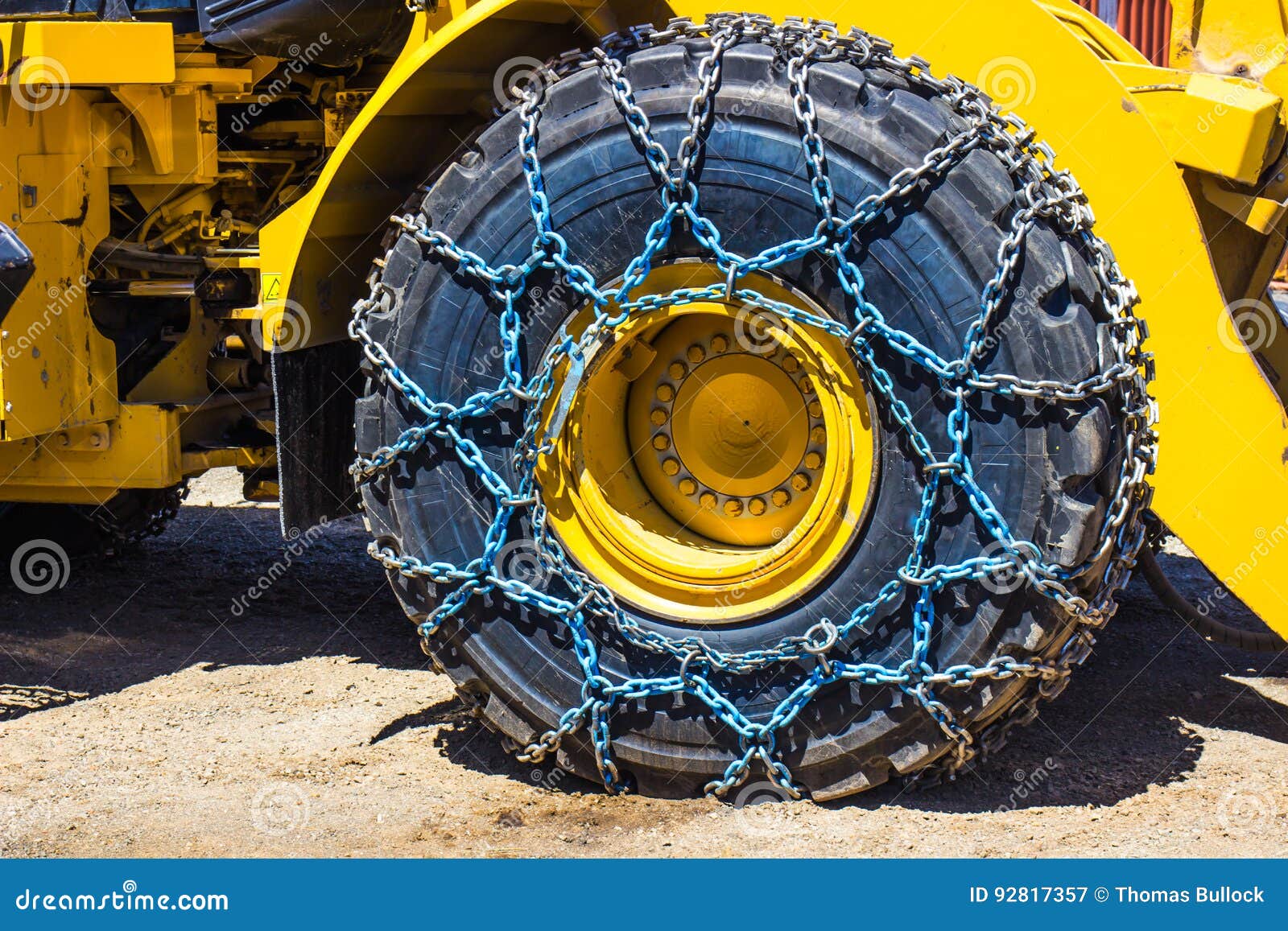 Large Bulldozer Tire with Chains Stock Image Image of used, heavy