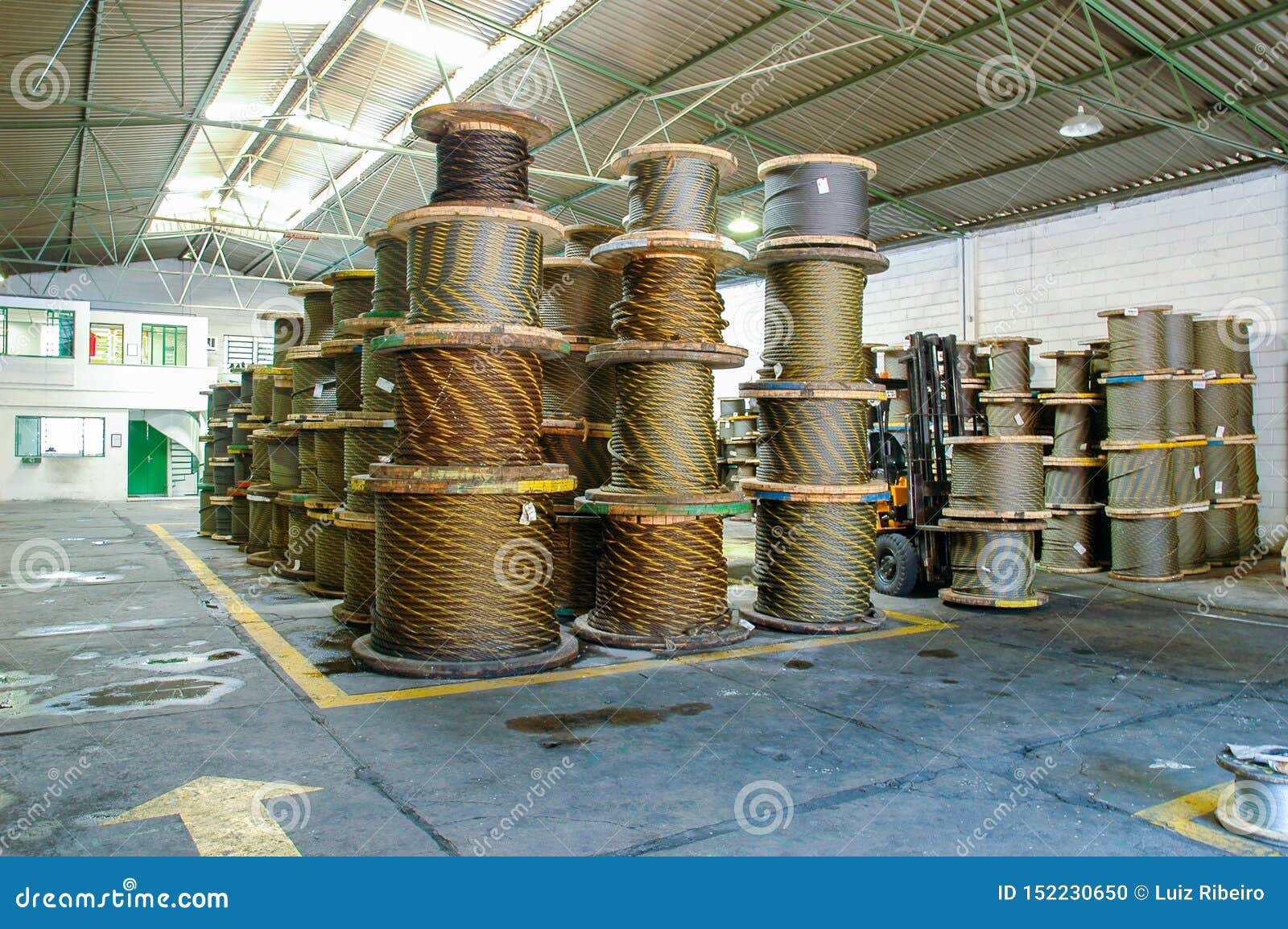 Large cable reels stocked stock photo. Image of line 152230650