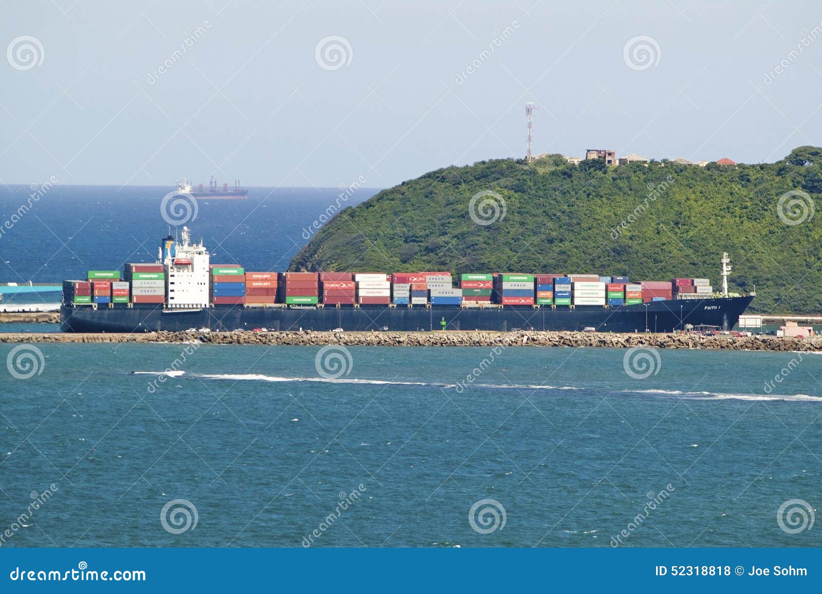 Large Cargo Ship Bringing Cargo Containers To Durban South Africa On large-cargo-ship-bringing-cargo-containers-to-durban-south-africa-on