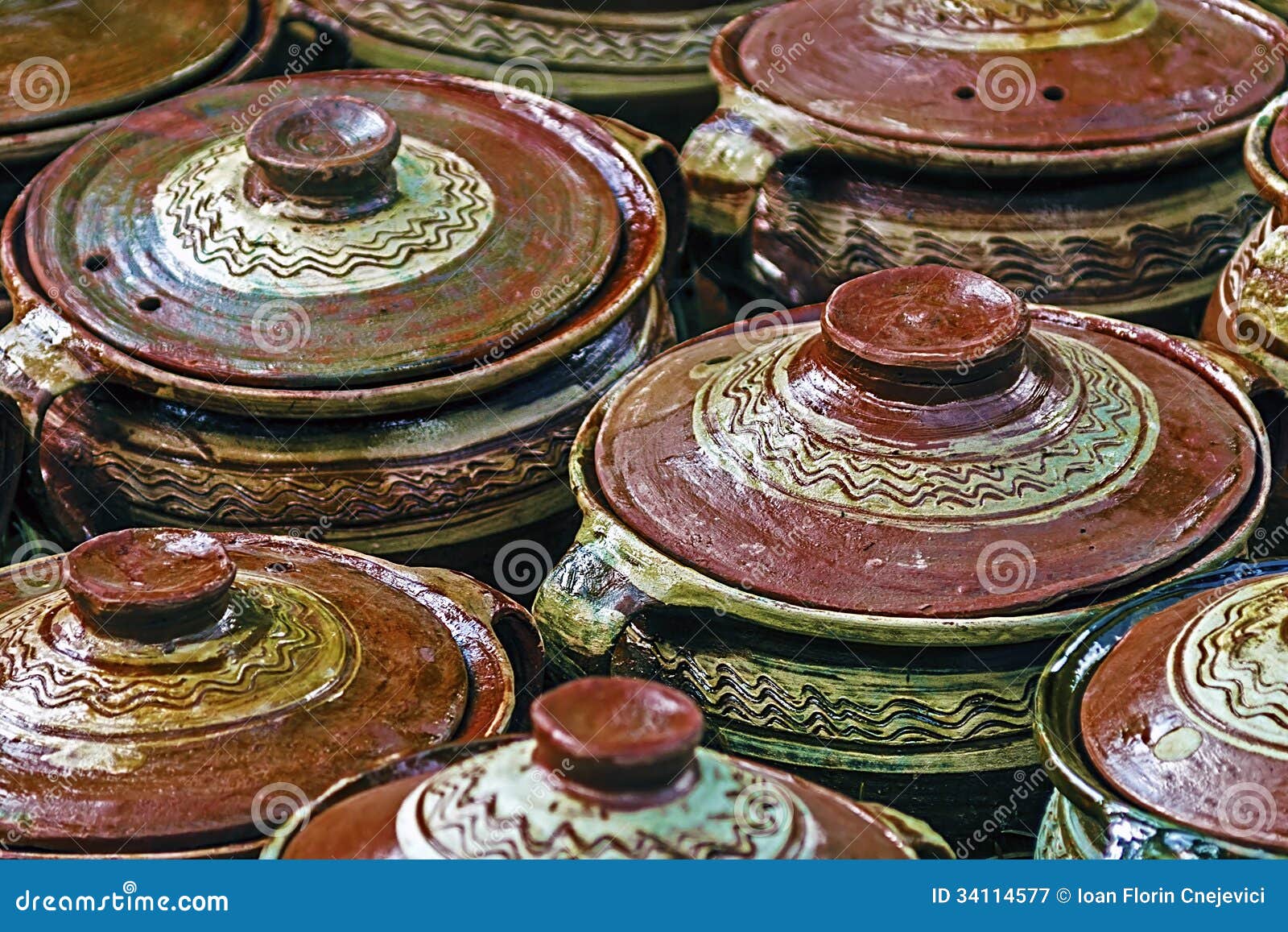 Large Ceramic Pots, Traditional Romanian 1 Stock Image Image of