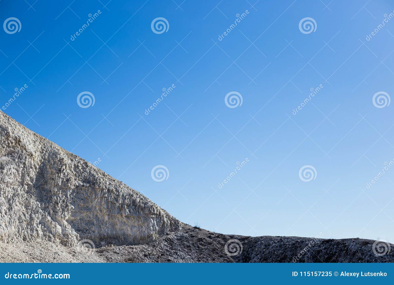 Large Chalky Mountain and Blue Sky without Clouds Stock Image Image