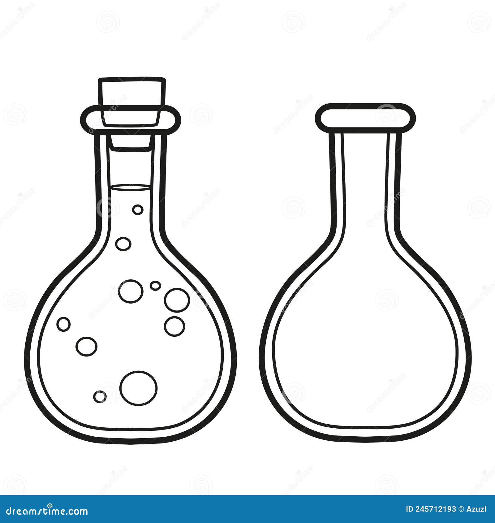 Large Chemical Flask Outlined for Coloring Page on White Stock Vector ...