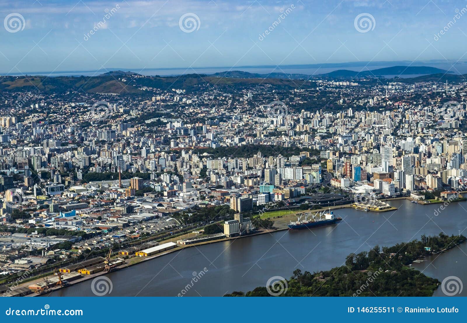 large cities seen from above. city of porto alegre of the state of rio grande do sul, brazil.