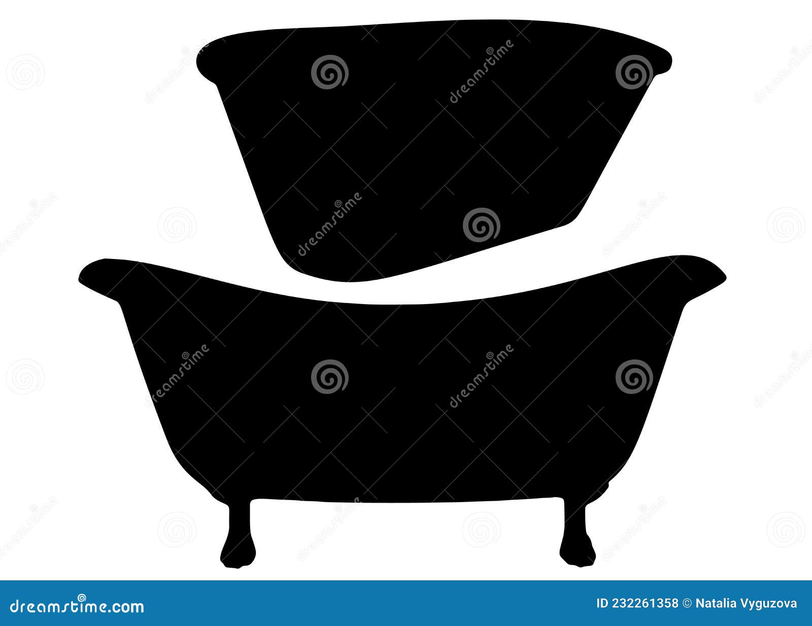 Large Clawfoot Bathtub and Trough. Stock Vector Illustration of