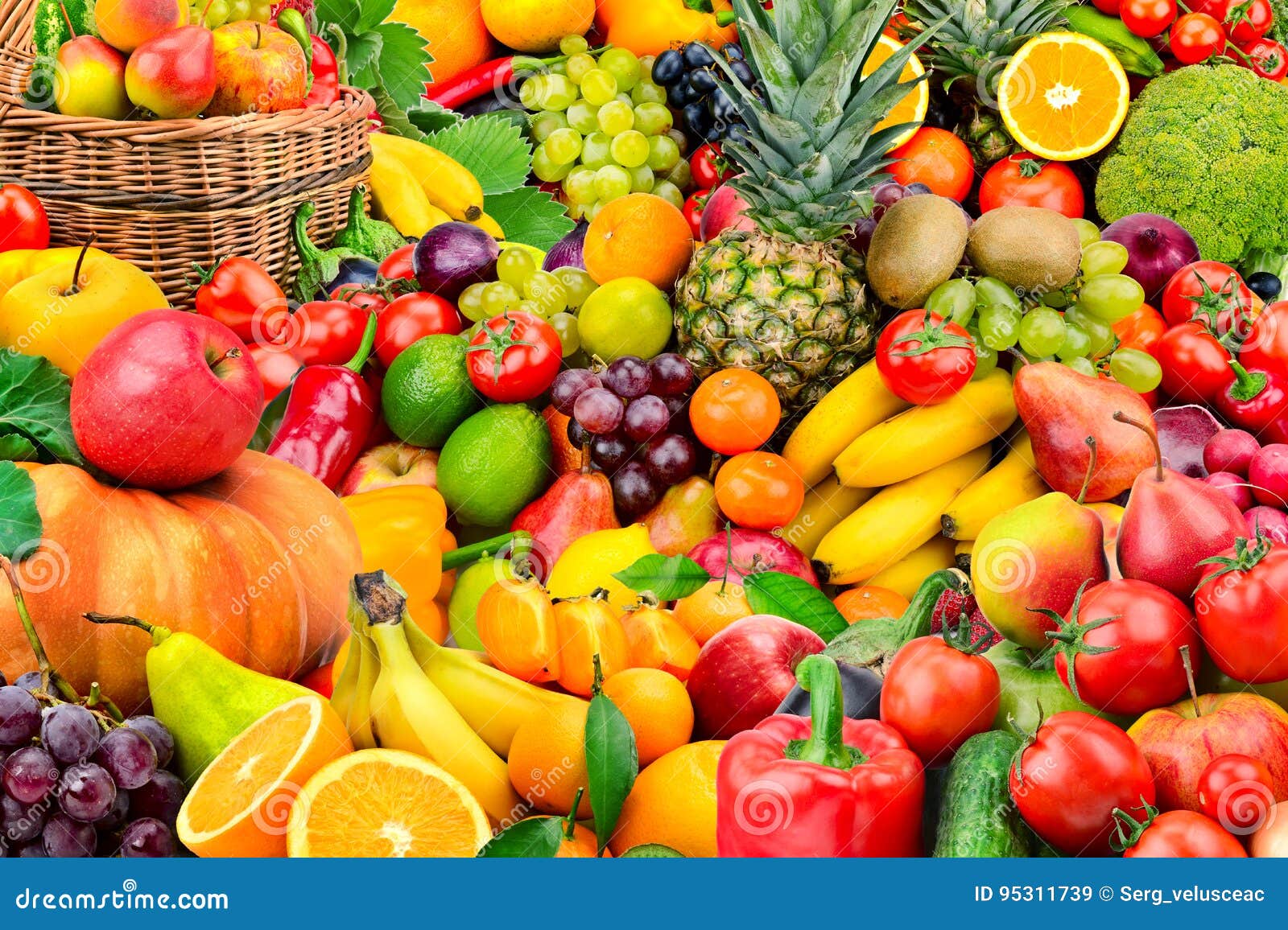 large collection of fruits and vegetables.