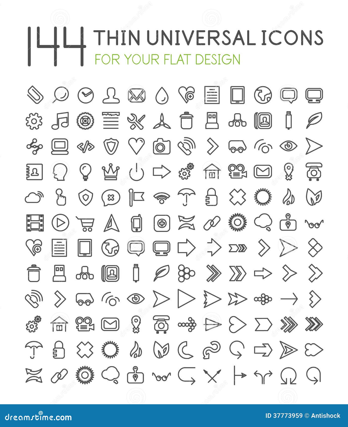 Large Collection Of Thin Universal Web Icon Set Stock ...
