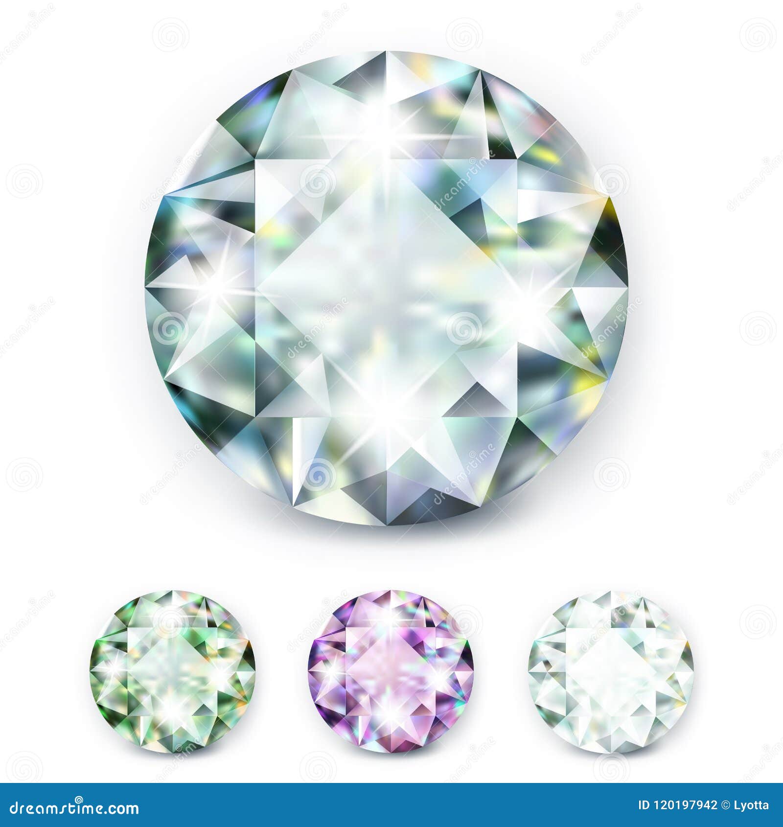 large colored jewelery diamonds with rhinestones and bright shine