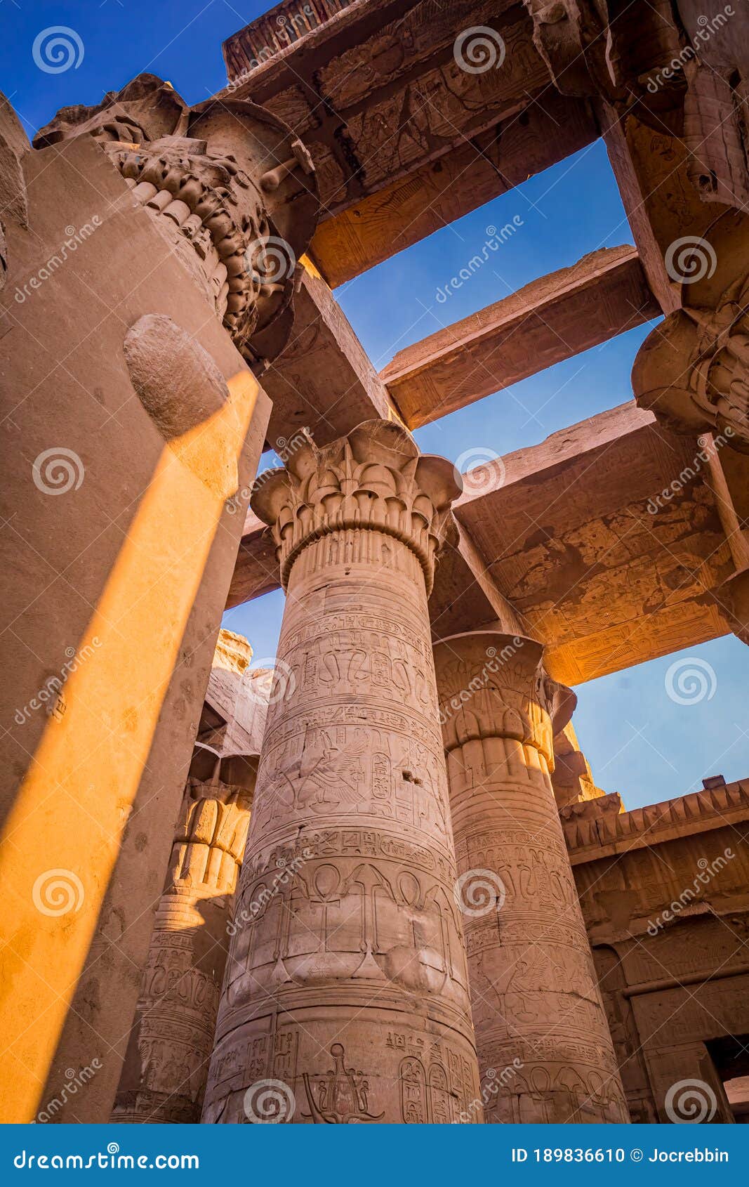 large columns stand erect at kom ombo temple near cairo