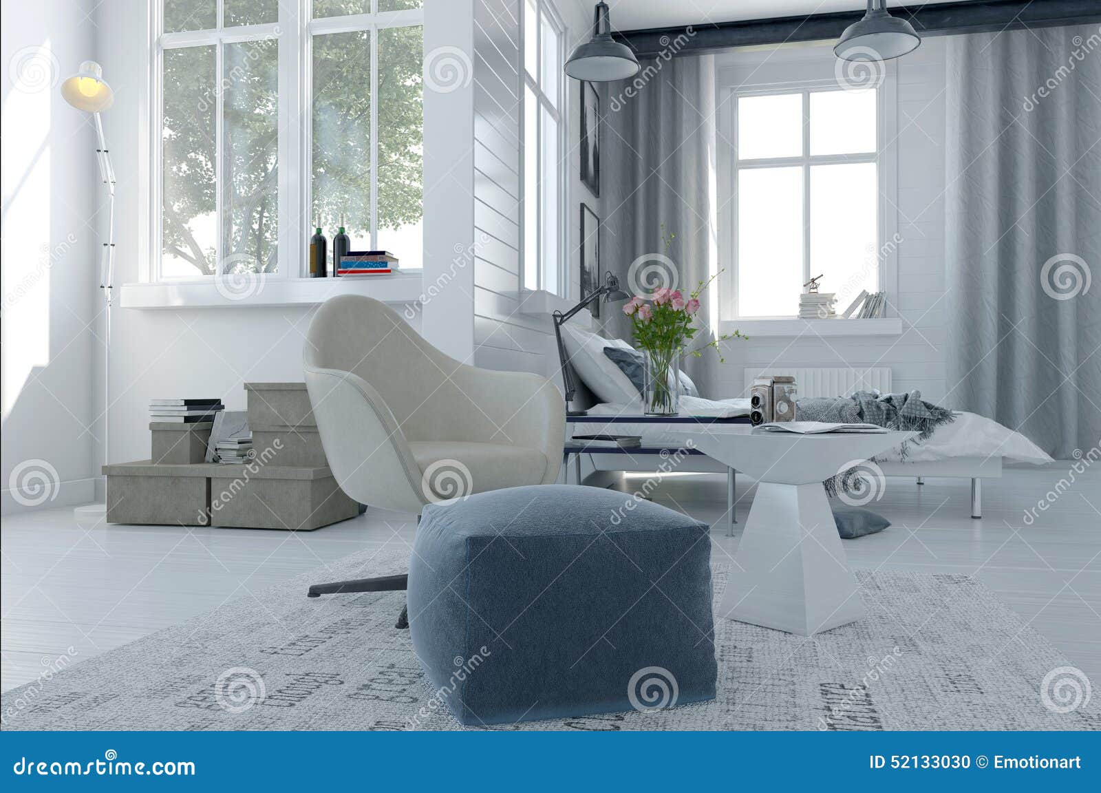 Large Comfortable Modern Bed Sitter Stock Illustration Illustration