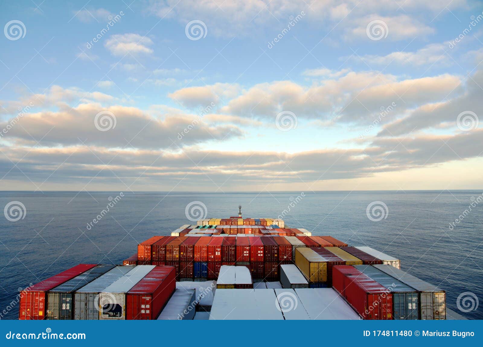 Large Container Ship Sailing through Calm, Blue Ocean. Editorial Image Image of horizon