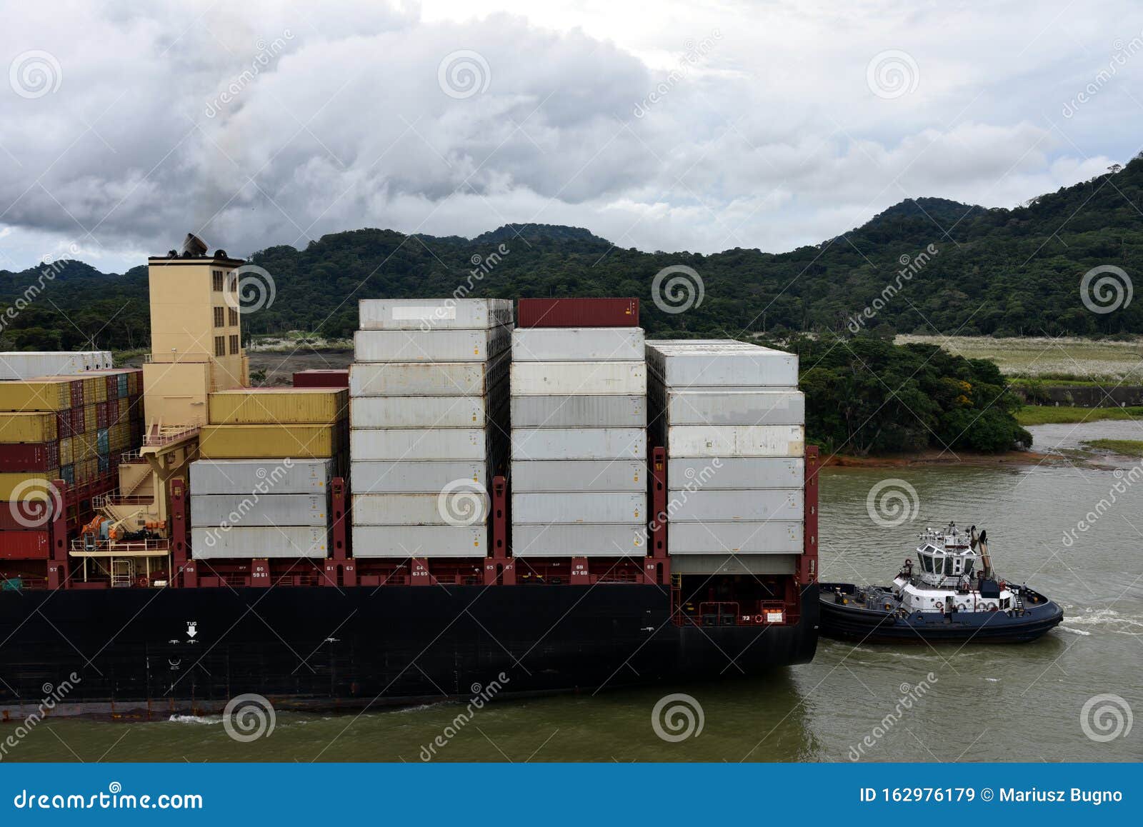 Large Container Ship Transiting Panama Canal. Stock Image Image of port, export 162976179