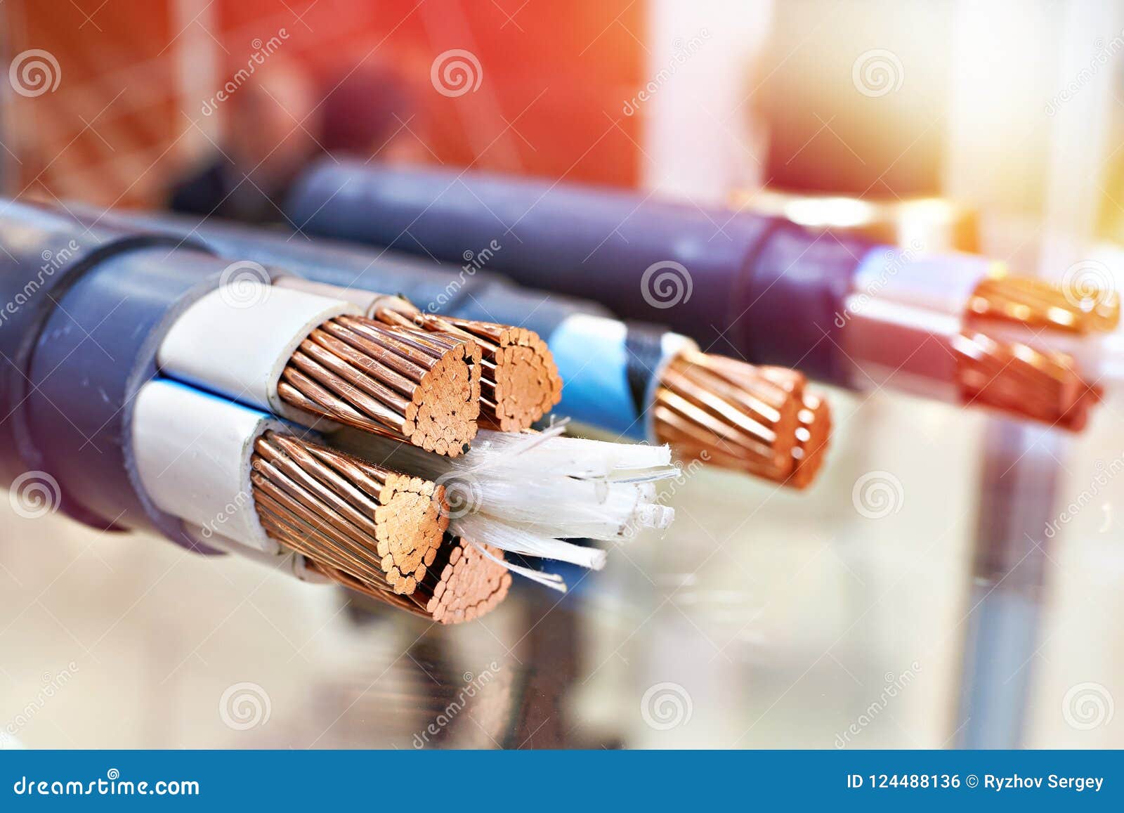 Large Copper Power Cable In Section Stock Photo Image of plastic