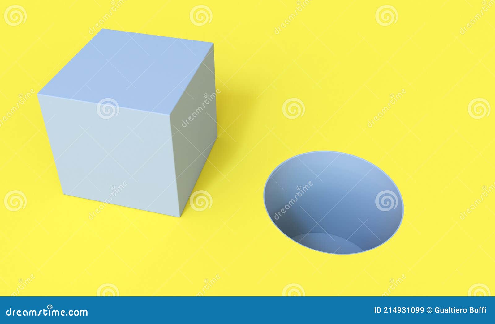 Large Cube and Cylindrical Hole Stock Illustration Illustration of