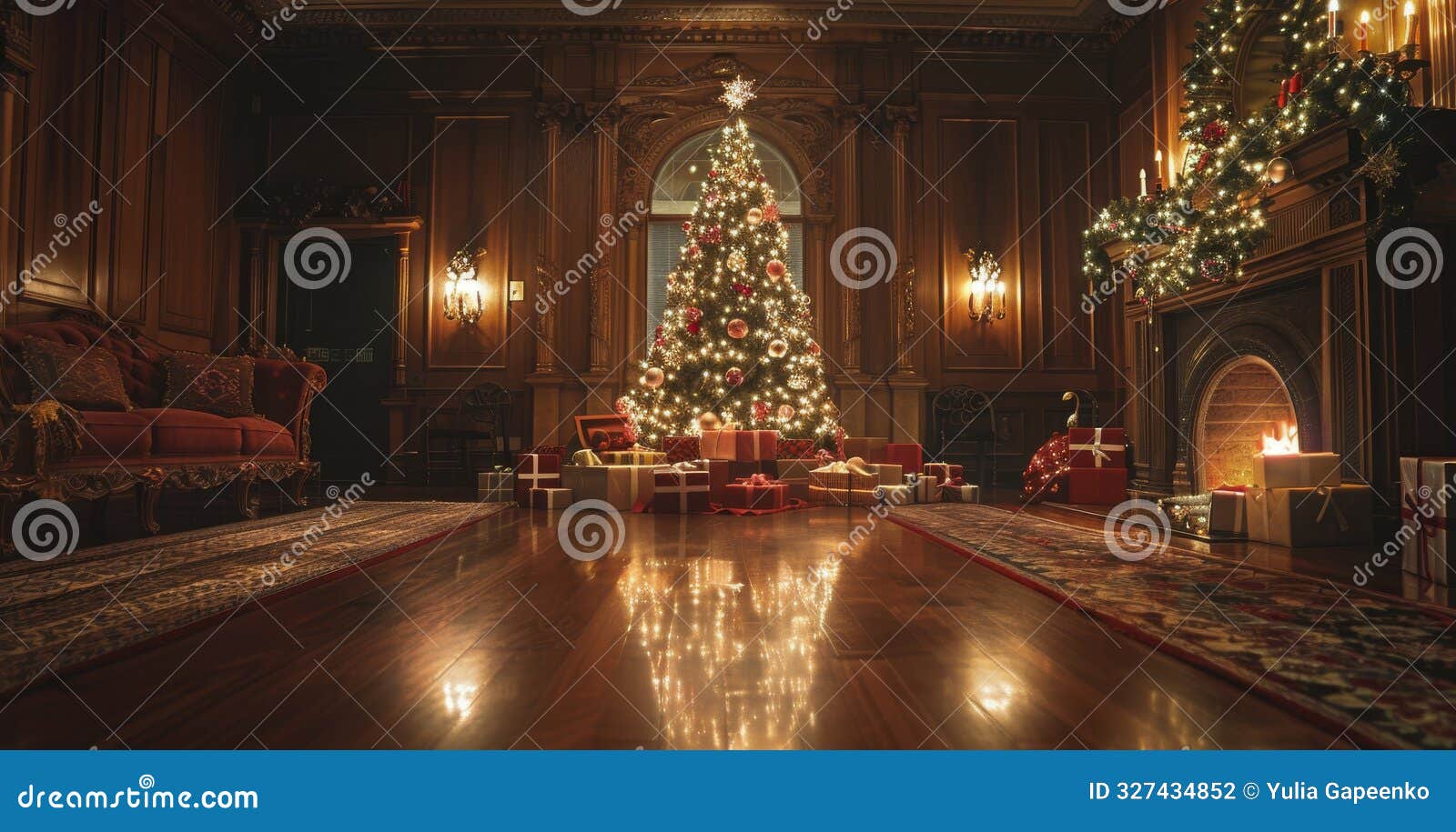 decorated christmas tree in grand room