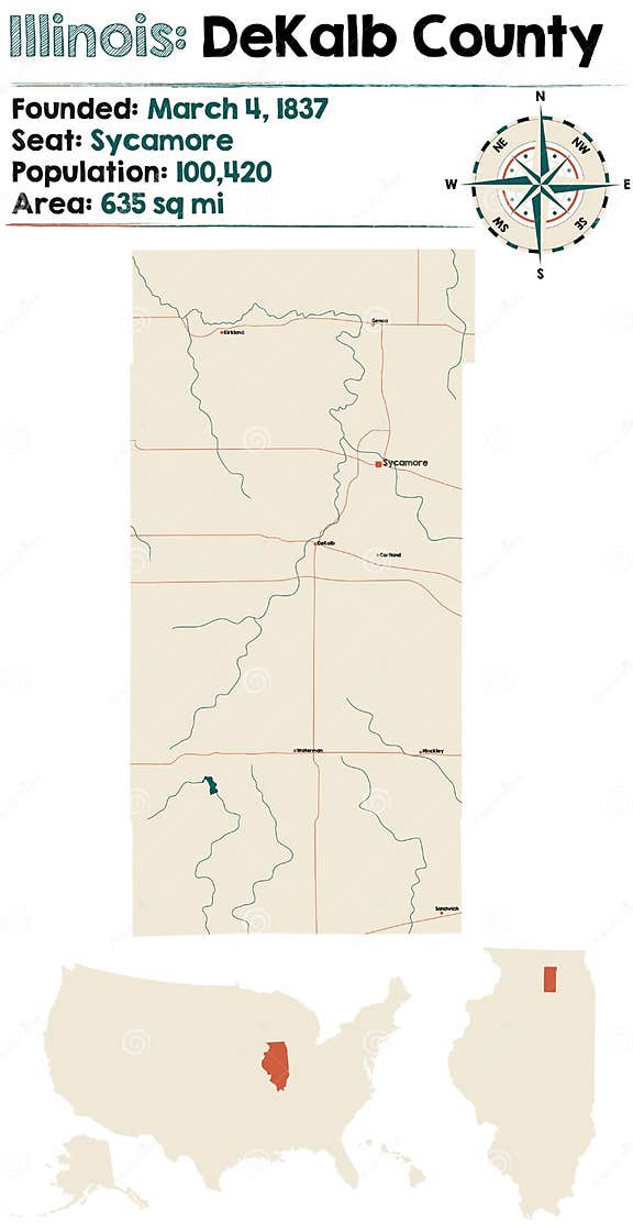 Map of DeKalb County in Illinois Stock Vector Illustration of colors