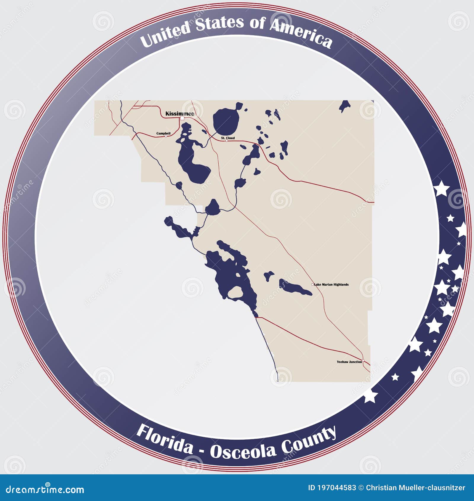 Map of Osceola County in Florida Stock Vector Illustration of florida
