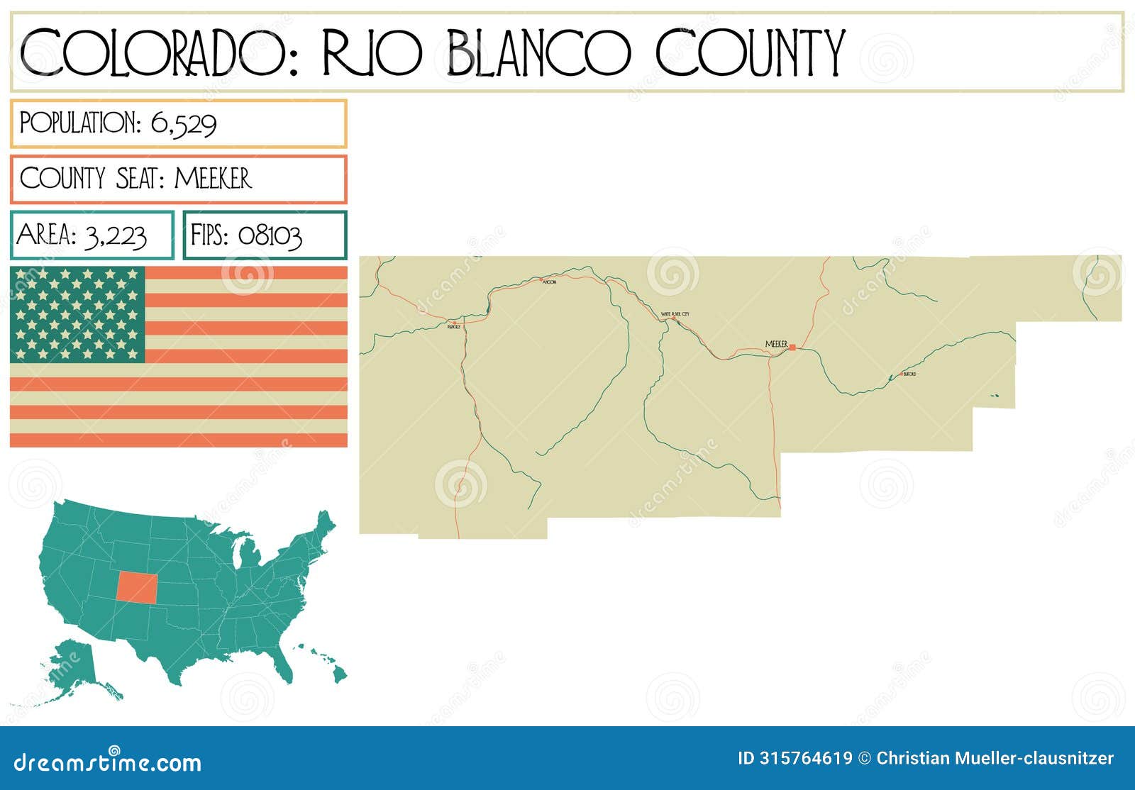 map of rio blanco county in colorado usa