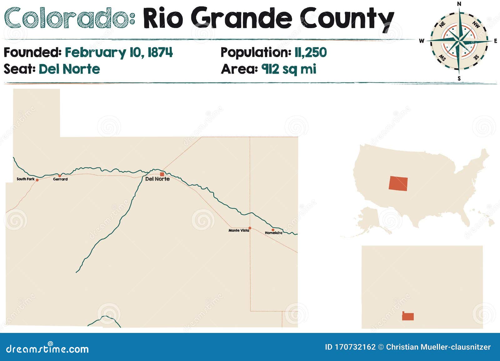 map of rio grande county in colorado