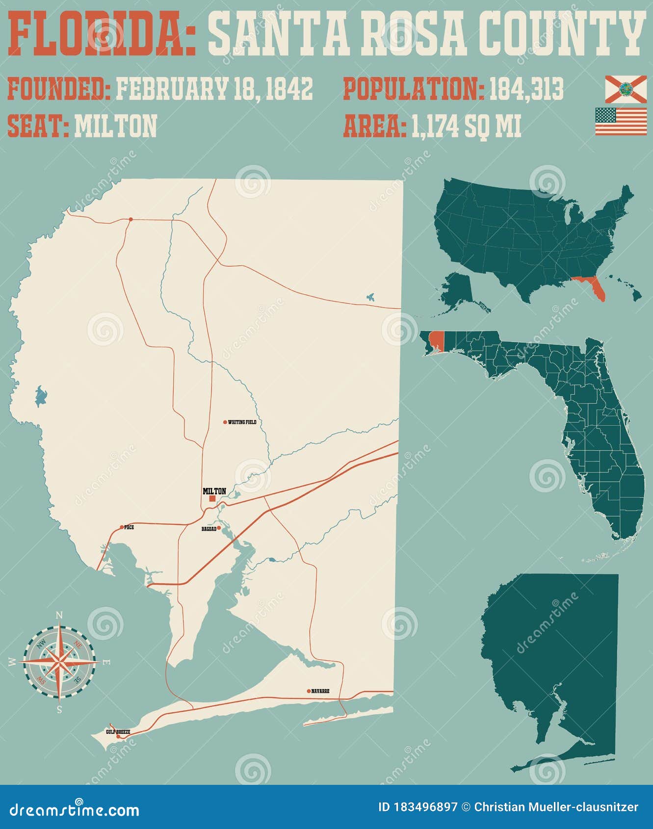 map-of-santa-rosa-county-in-florida-cartoon-vector-cartoondealer