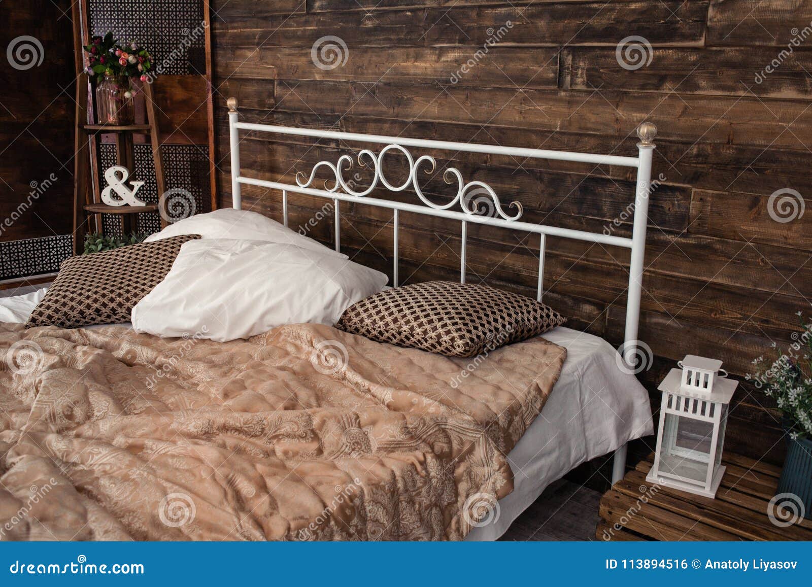 Wrought iron bed stock photo. Image of curve, double 113894516