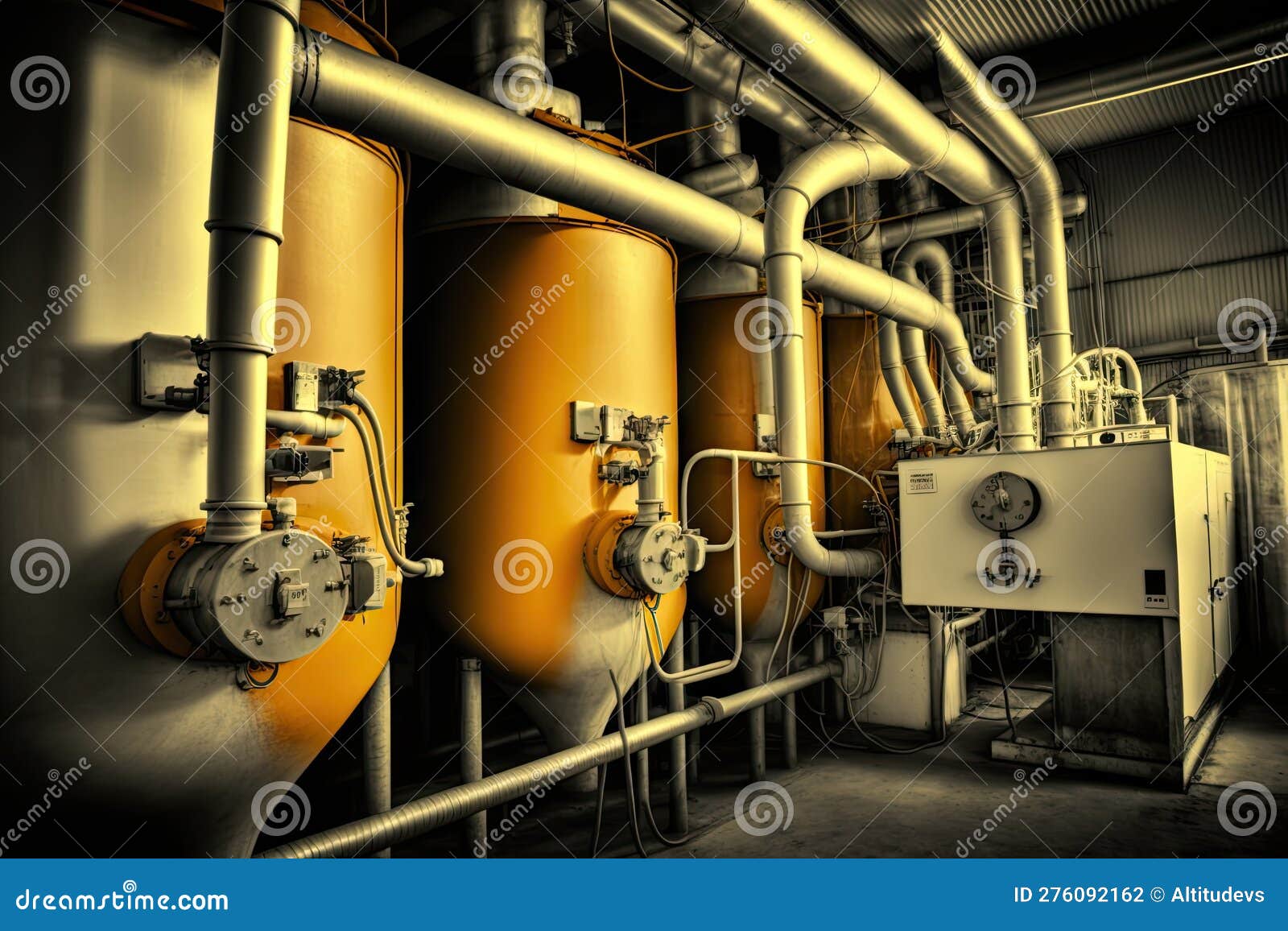 Large Evaporator System, with Multiple Taps and Tubes Dripping Sap into