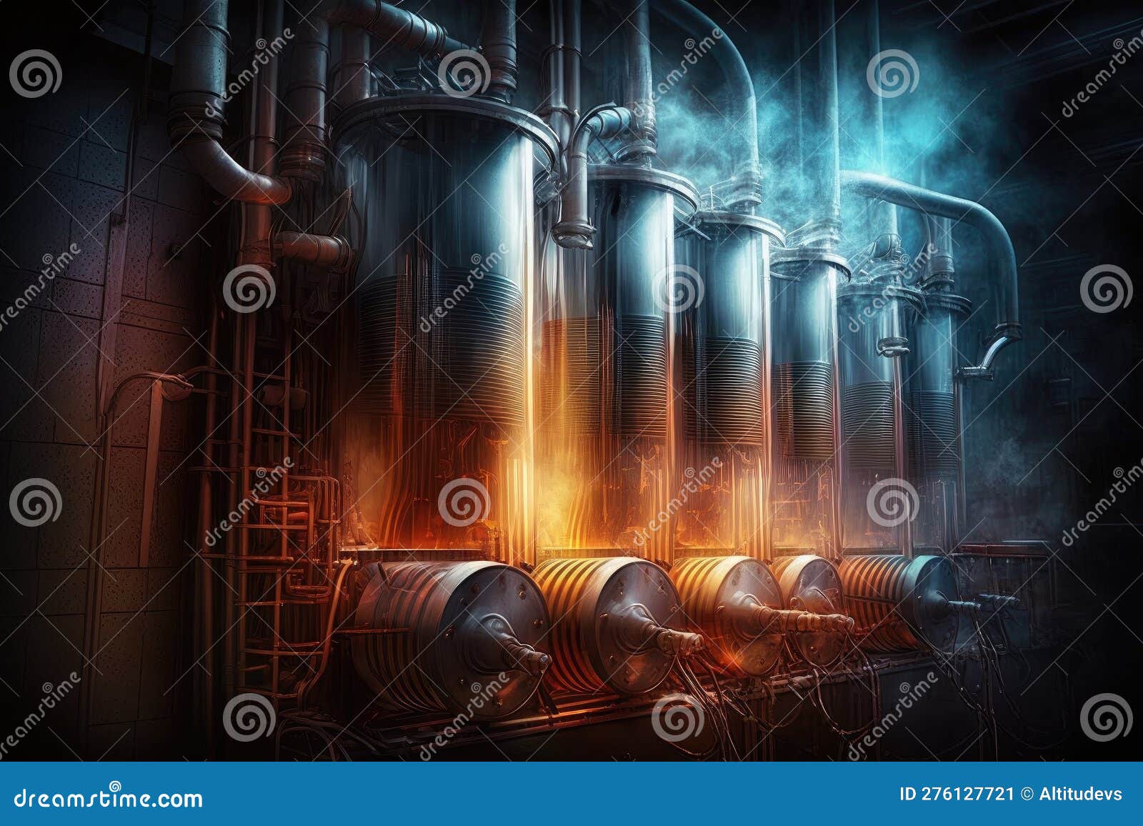 Large Evaporator System, with Multiple Taps and Tubes Dripping Sap into