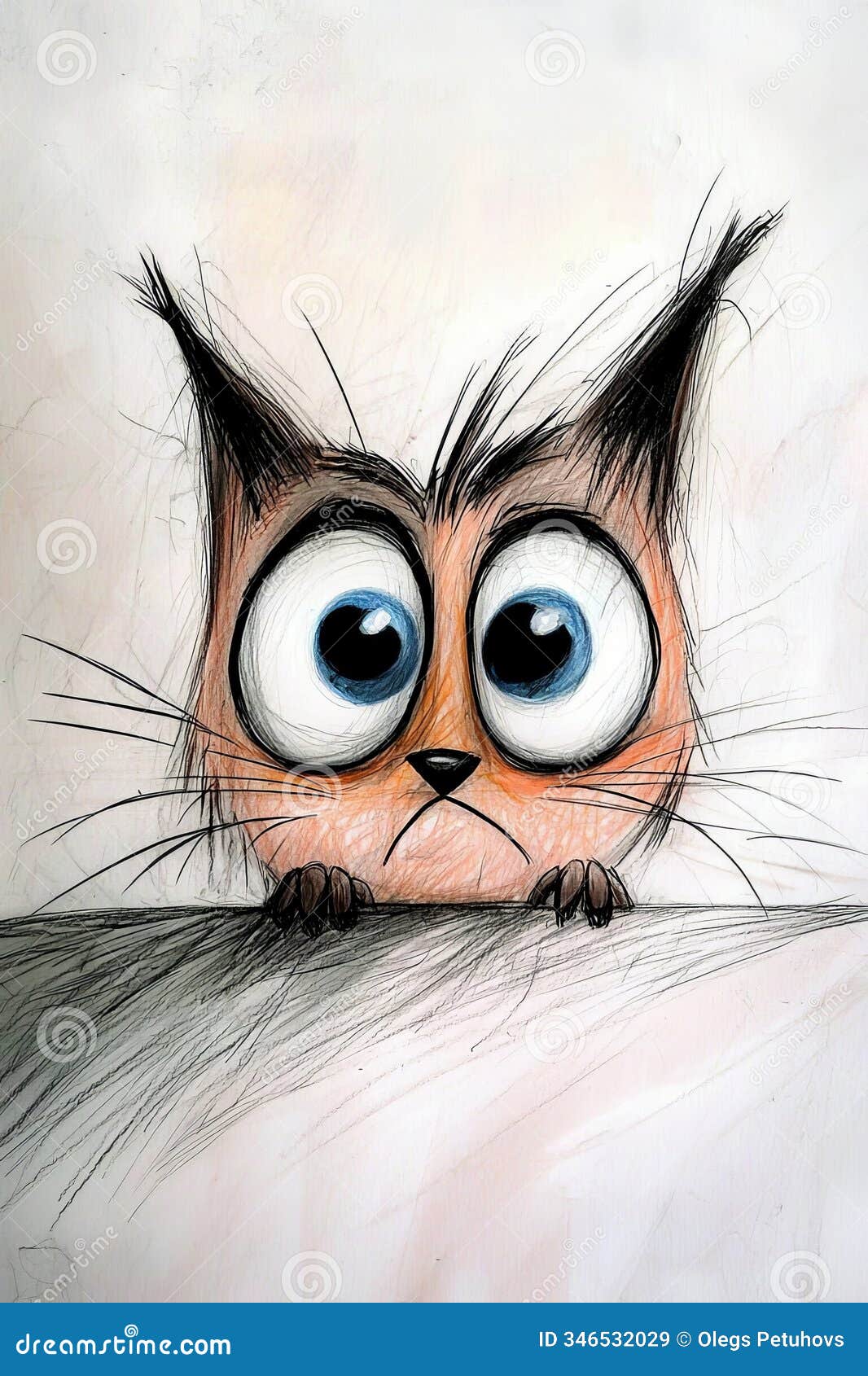 large-eyed feline gazing past paper edge, depicting another cat's face