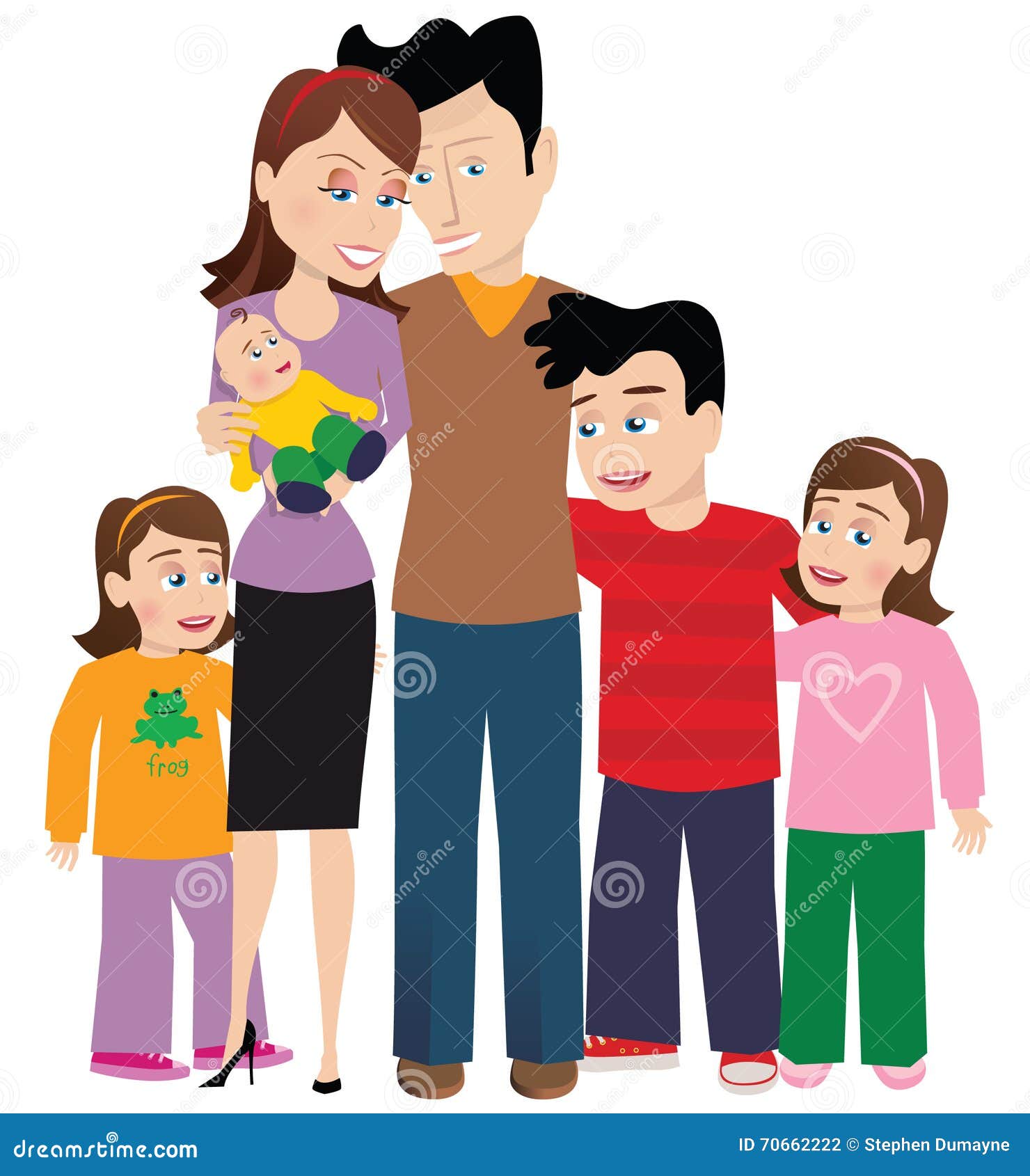 Large Family With Many Children Cartoon Vector | CartoonDealer.com