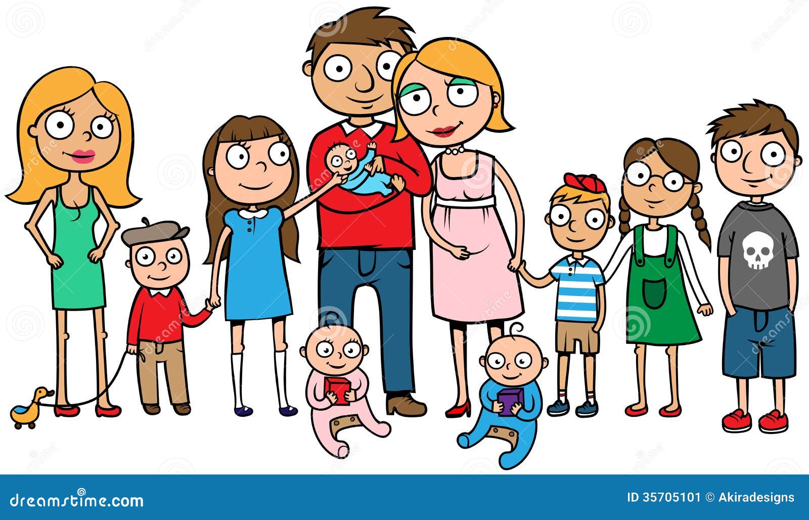  Large  Family  With Many Children Stock Vector 