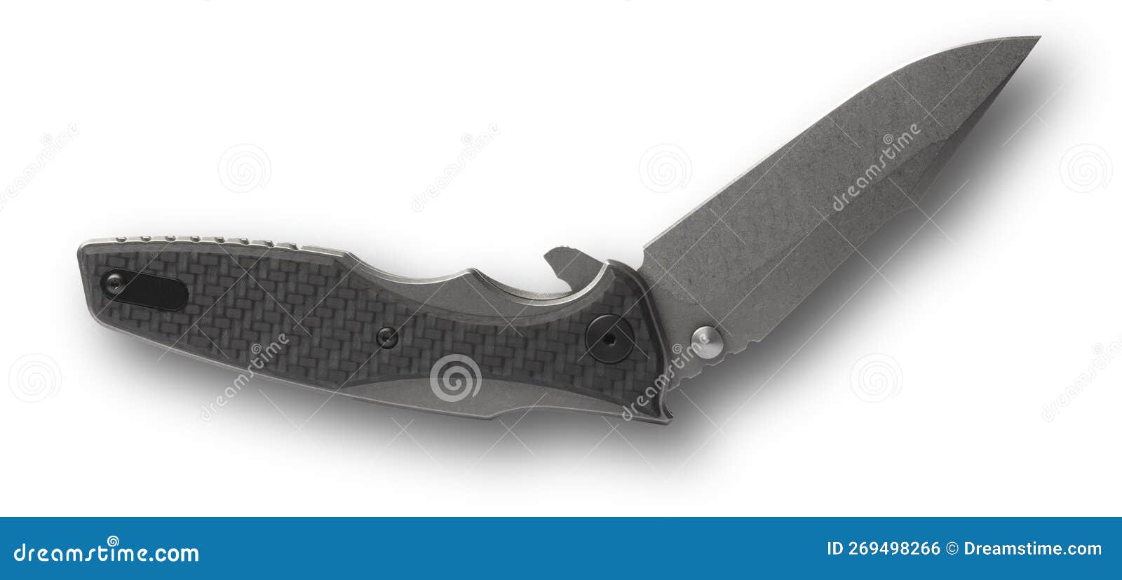 Large Folding Knife for Selfdefense with Shadow Below Stock Photo