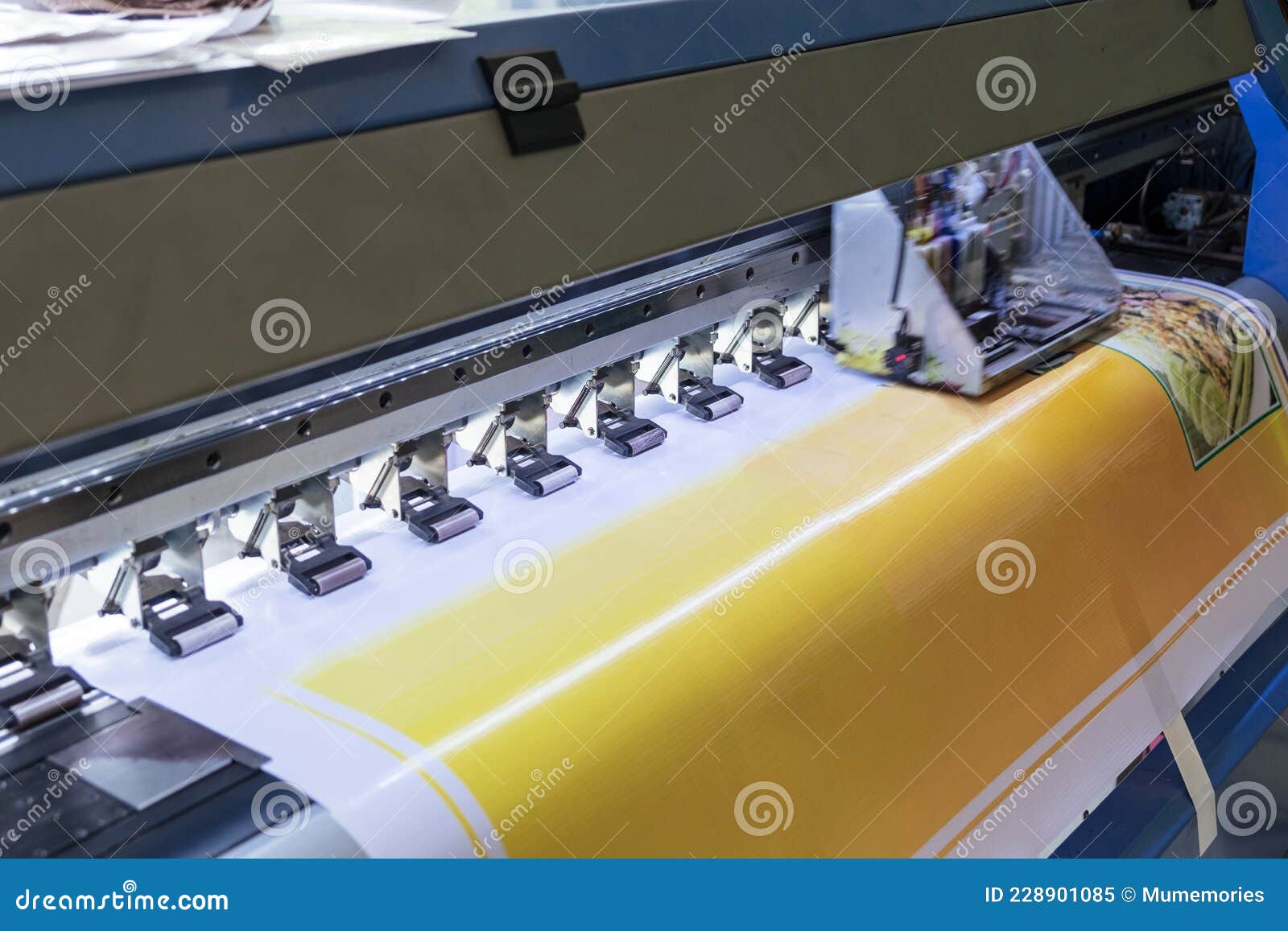 Large Format Inkjet Printer Machine Working on Vinyl Paper in Workplace Stock Image Image of
