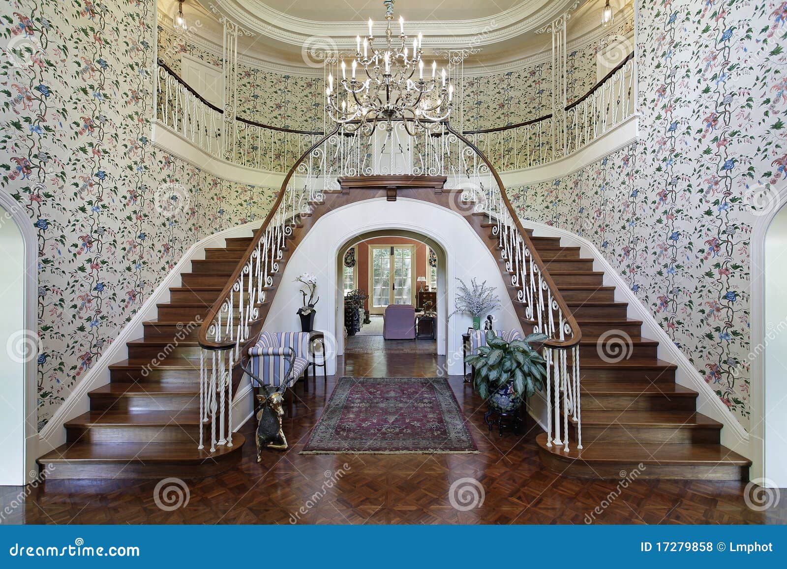 Large Foyer With Double Staircase Stock Photo Image Of Home