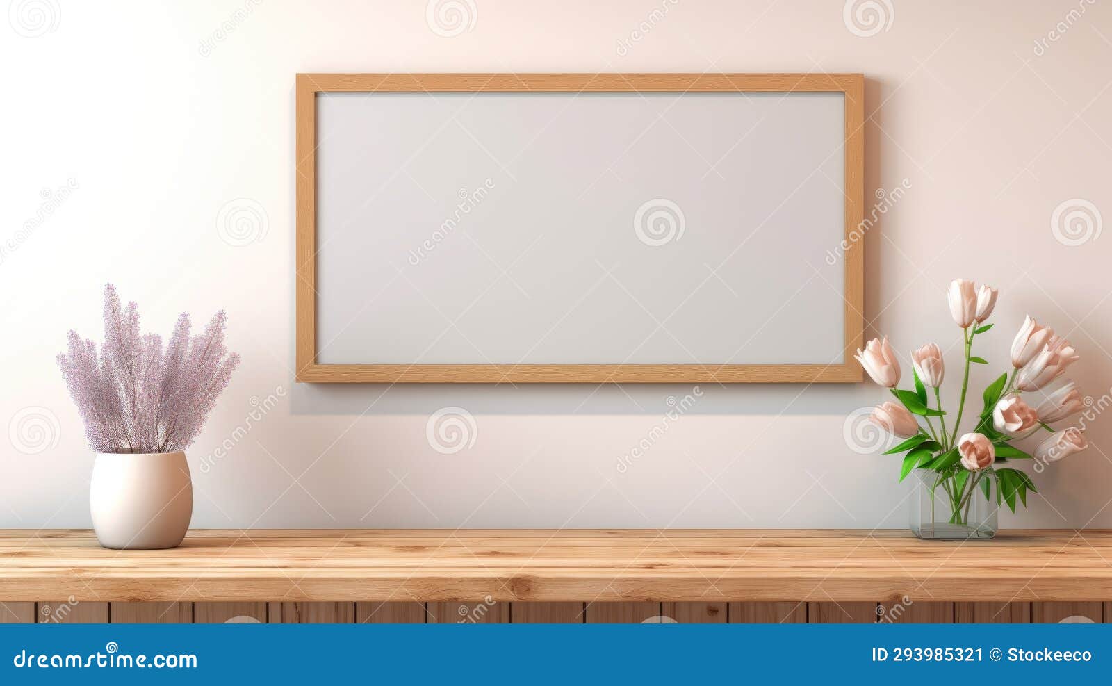innovative 3d empty painting on wall with wooden frame