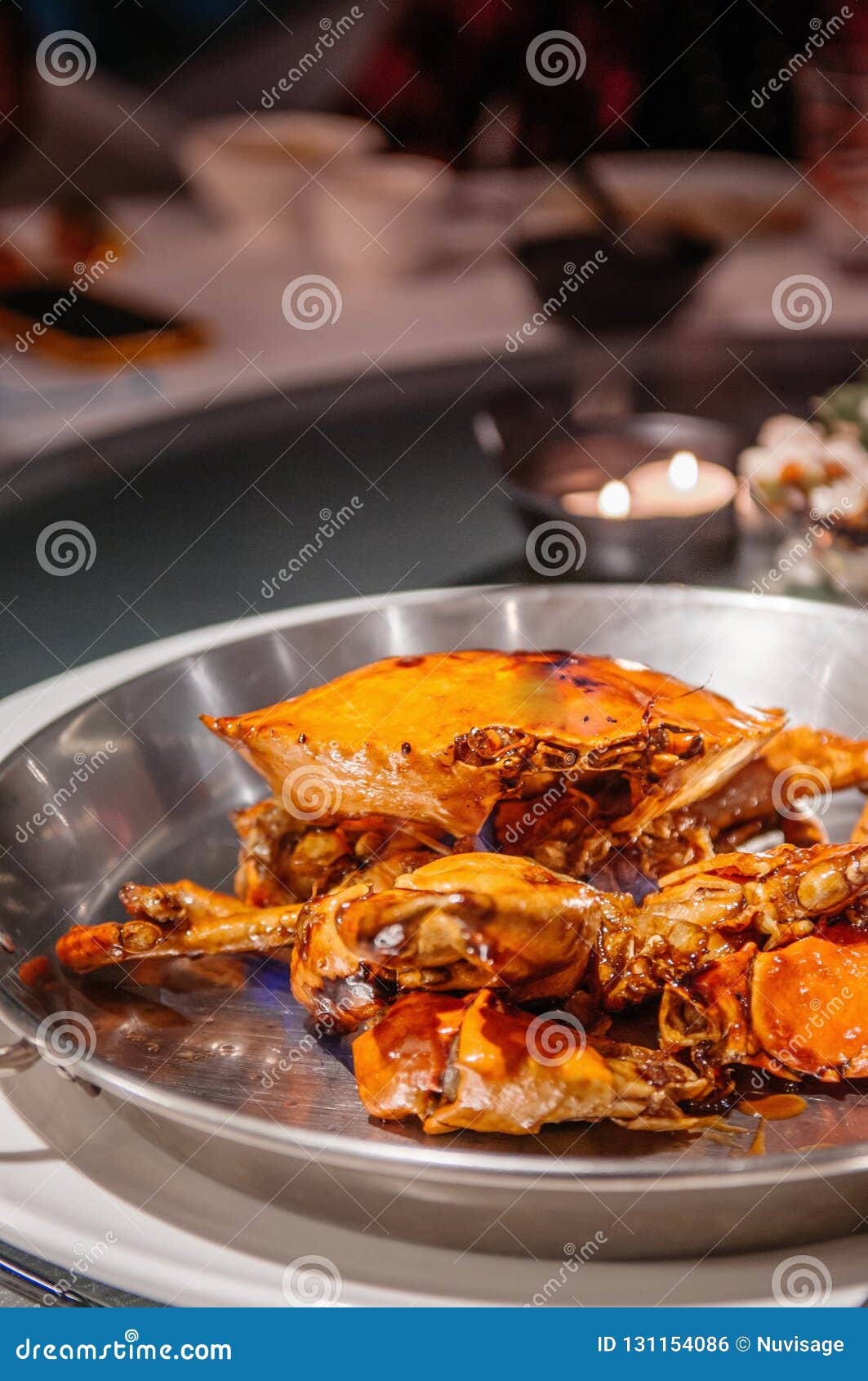 Large Fried Crab with Chili Sauce, Famous Singaporean Recipe Stock ...