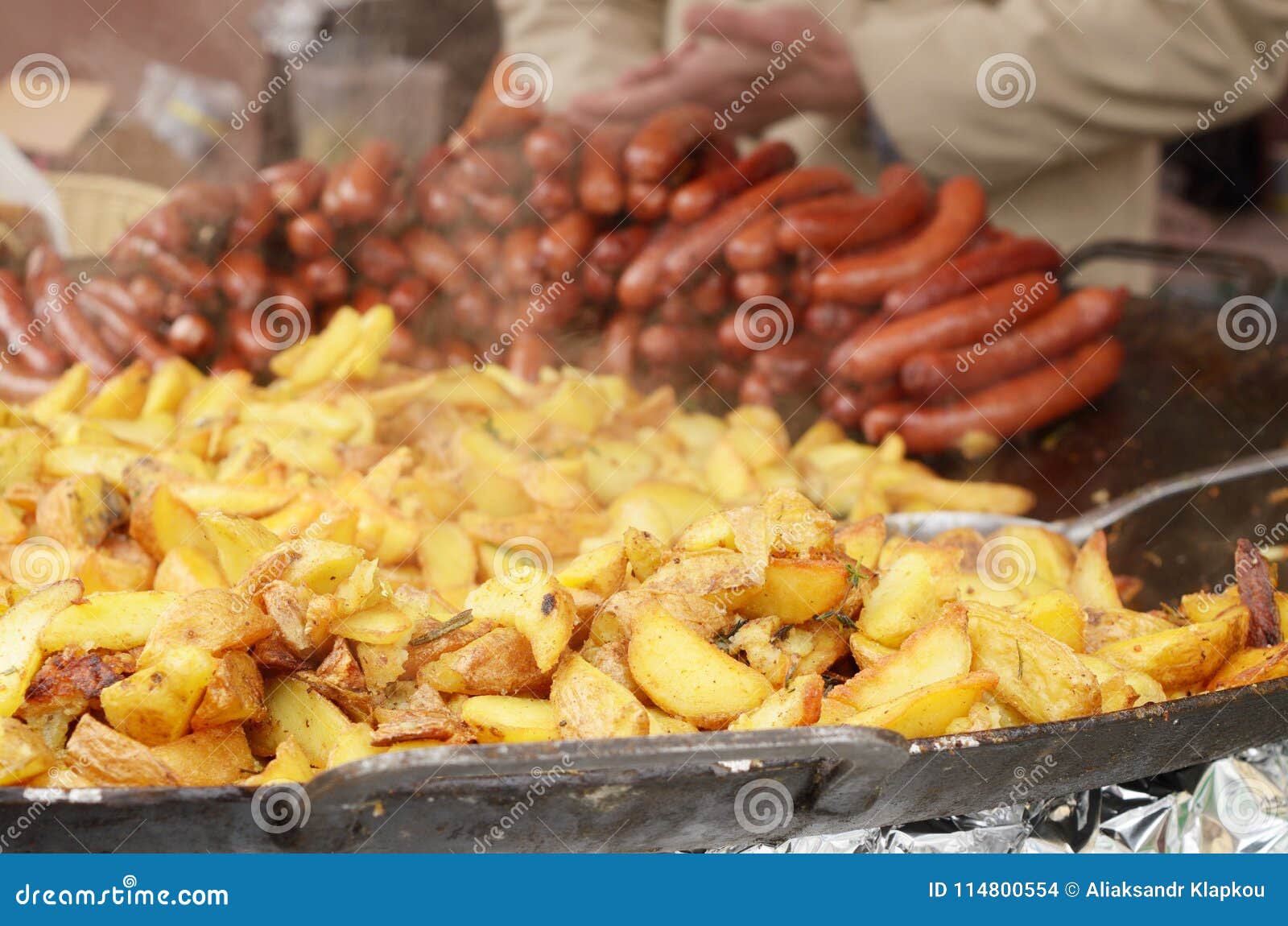 Frying Pan with Fried Potatoes. Stock Photo Image of diet, nutrition